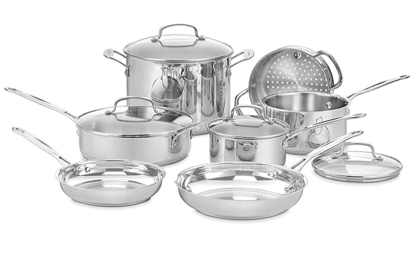 Cuisinart 77-11G Stainless Steel 11-Piece Set Chef's-Classic-Stainless-Cookware-Collection
